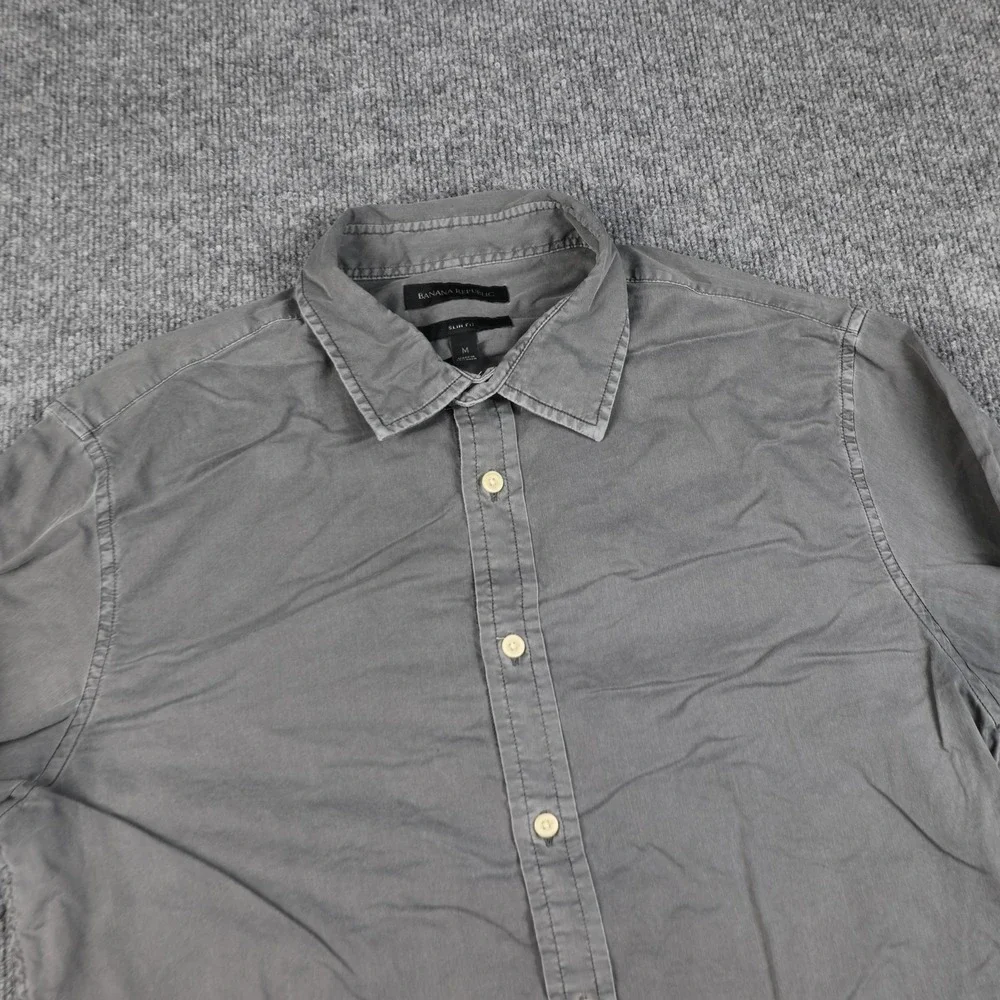 Banana Republic Shirt Mens Medium Gray Slim Fit‎ Long Sleeve Button Down Casual